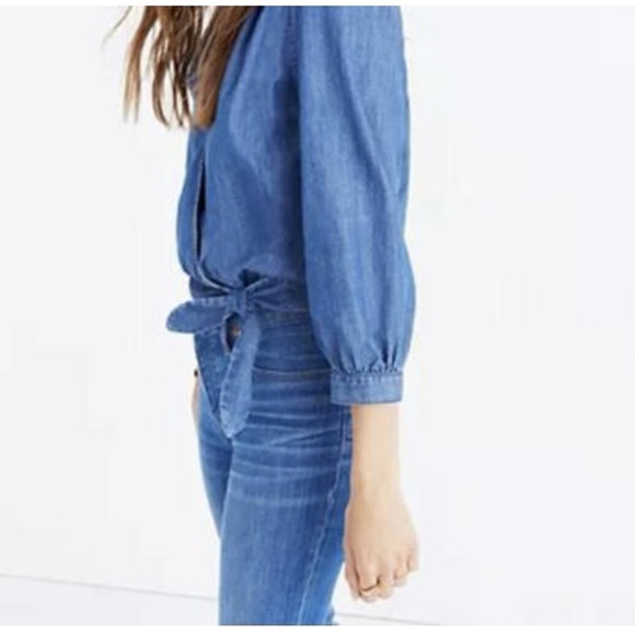 Madewell denim wrap shirt. Size XS - Picture 3 of 4